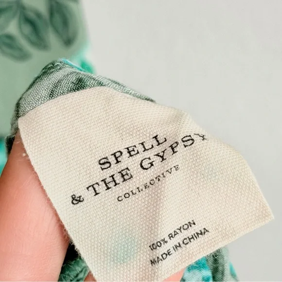 Spell & The Gypsy Collective Winona Mini Dress Size Small Green Floral - Picture 7 of 10